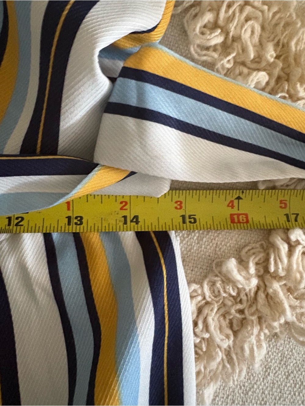 Sleeveless Striped Wrap Jumpsuit in White, Navy & Yellow - Picture 10 of 11